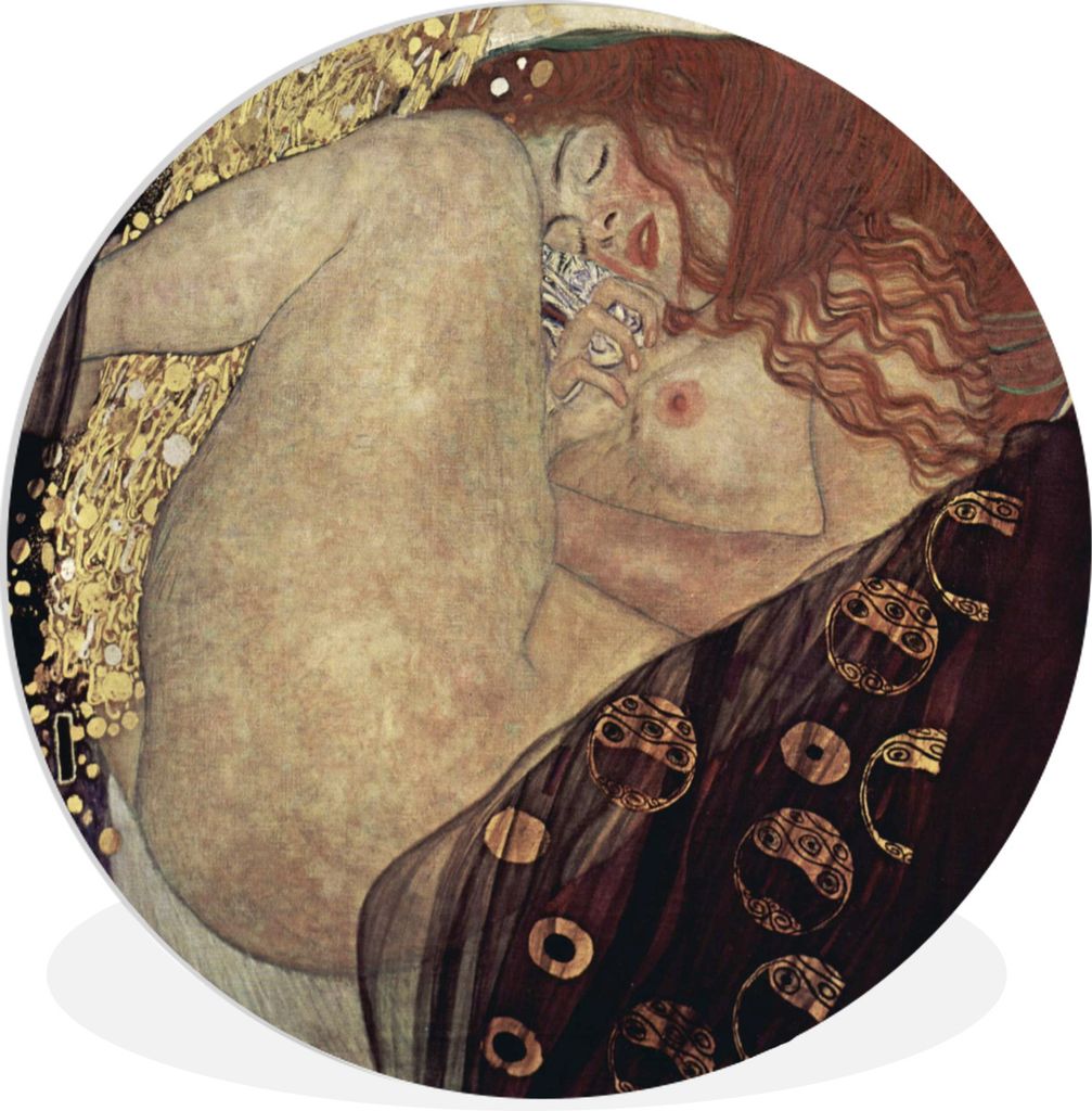 MuchoWow Rundes Wandbild - Runde Bilder Danaë - Gustav Klimt Ø 90 cm Kreis Wanddekoration Kunststoff - Wandkreis - Wandschmuck - Wand-Kreis - W...