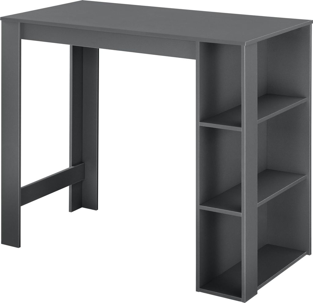 Bartisch 'Danderyd' Bartheke 120 x 60 x 106 cm mit 3 Ablagefächern Dunkelgrau