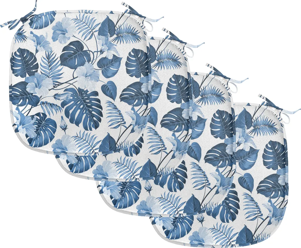 Set de 4 coussins pour chaises de salle à manger - Décor Hawaii bleu