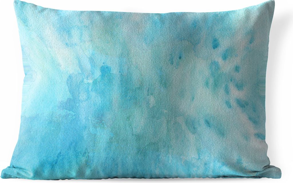 MuchoWow Outdoor Kissen - Aquarell - Blau - Weiß - Grün - 50x30 cm - Wetterfest - Lounge Kissen - Sofa kissen - Wohnzimmer Dekoration