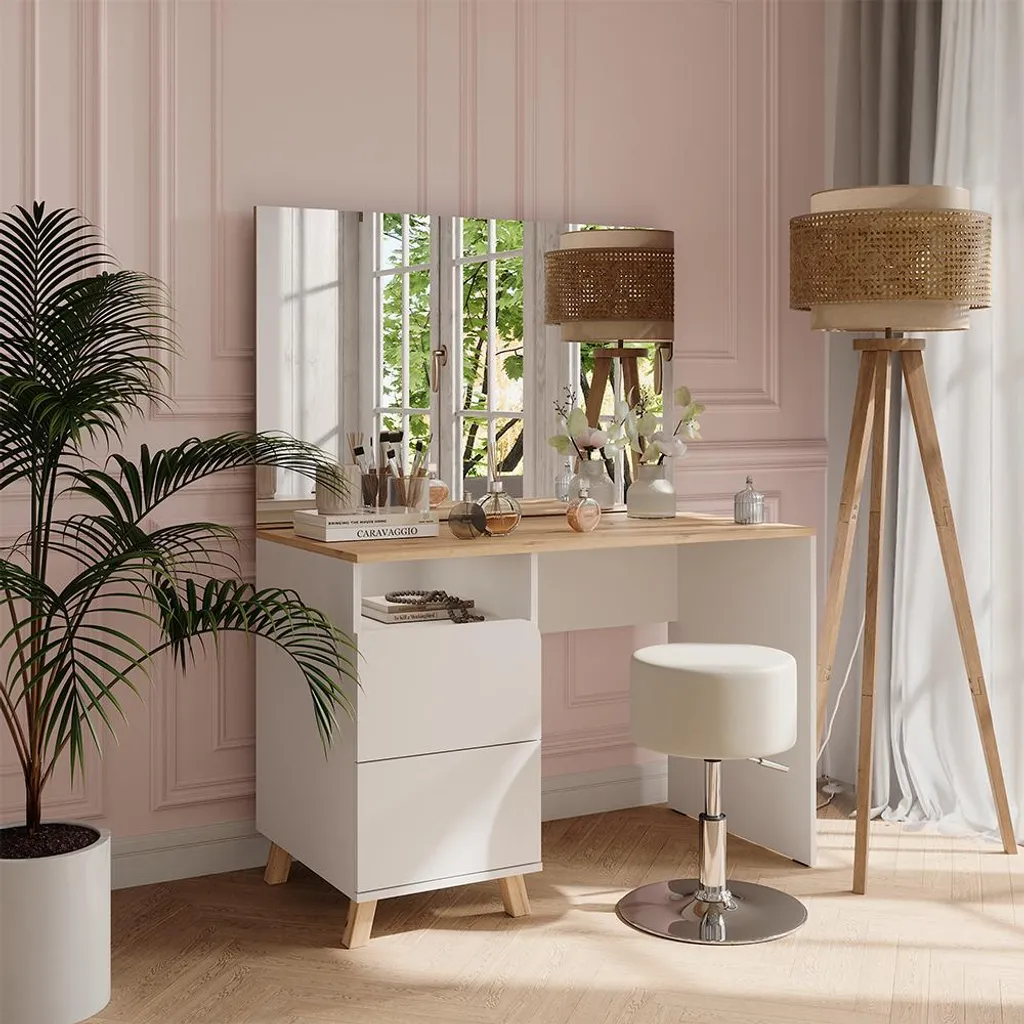 Fini le désordre : coiffeuse Vicco Karen 110cm avec tabouret ergonomique