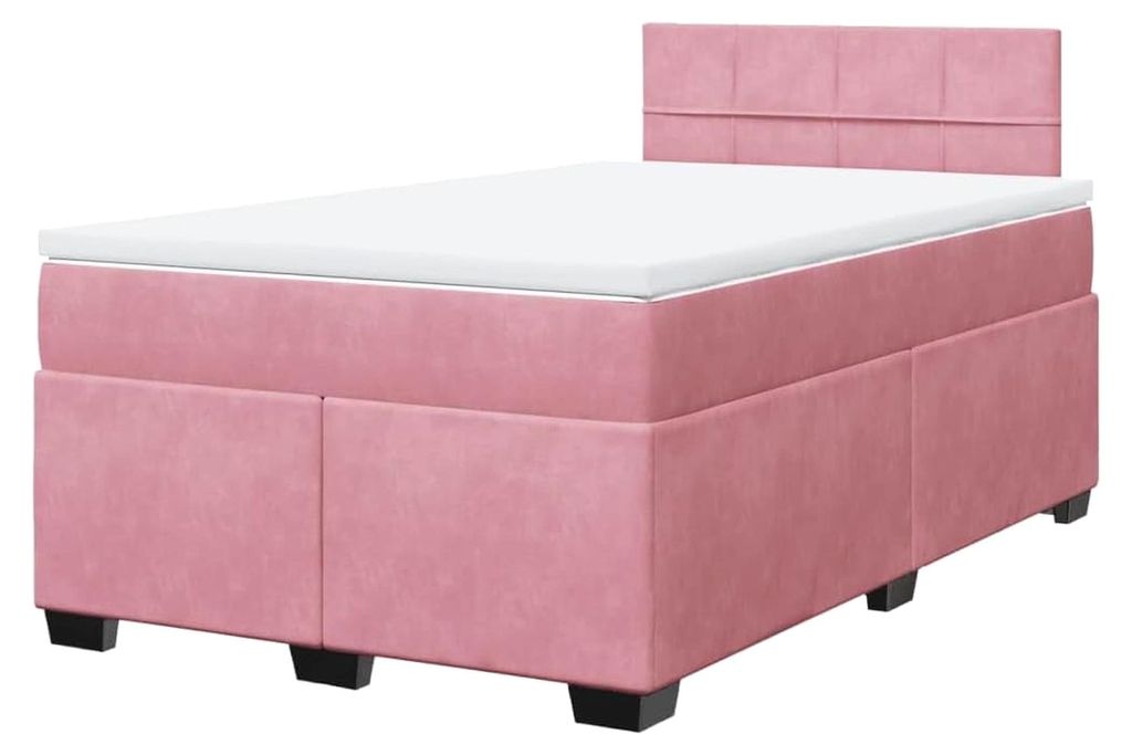 Boxspringbett, Polsterbett mit Matratze und Matratzenauflage, Bettgestell mit Kopfteil und Lattenrost, Doppelbett für das Schlafzimmer, Rosa 120x2...
