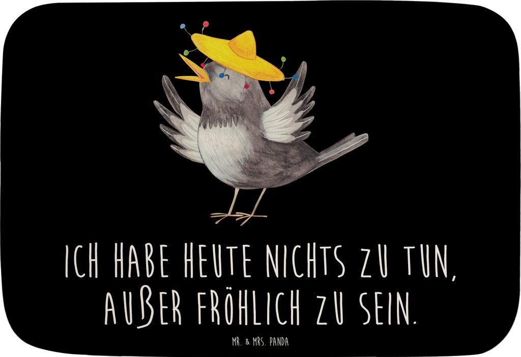 Mr. & Mrs. Panda Badezimmerteppich Rabe Sombrero - Schwarz - Geschenk, badezimmermatte, bad läufer, glücklich sein, Lustige Sprüche, Badteppich,...