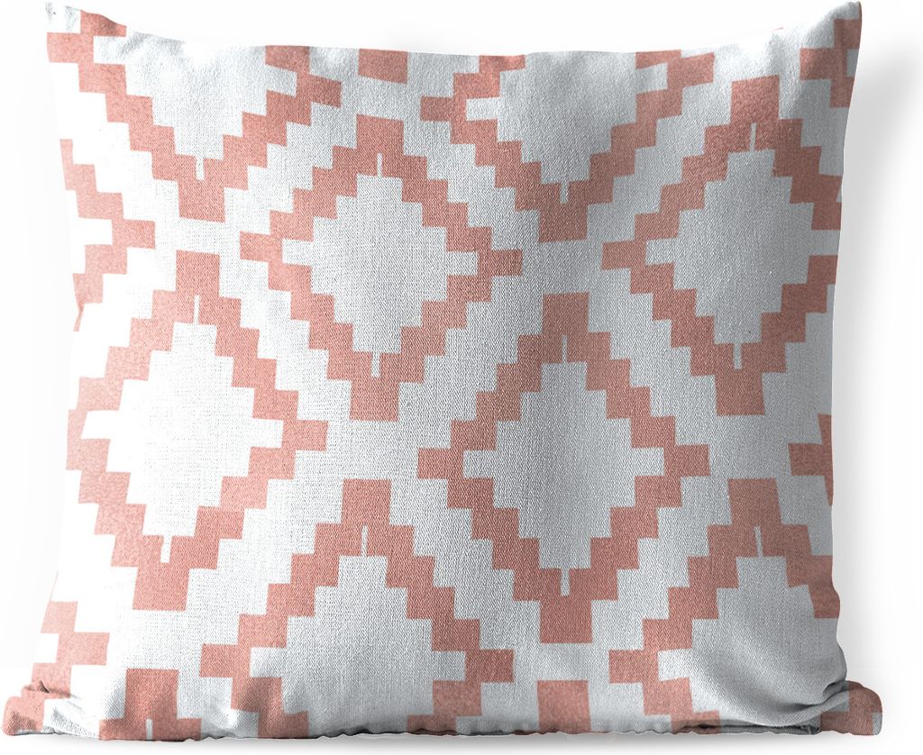 MuchoWow Outdoor Kissen - Muster - Block - Rosa - 45x45 cm - Wetterfest - Lounge Kissen - Fotokissen - Dekoratives Kissen