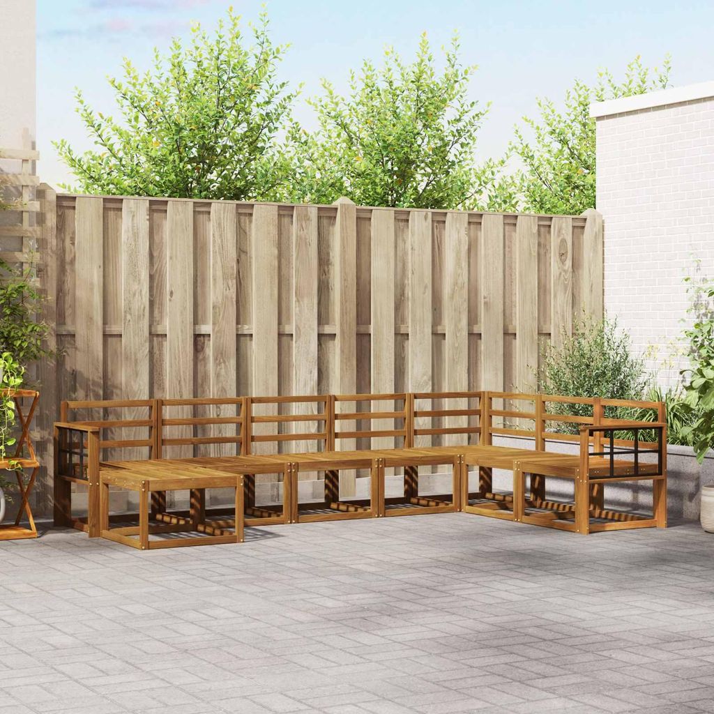 Outdoor-Sofagarnitur - VIDAXL - Terrassen-Sofa - 8 pcs - Natur Massivholz Akazie