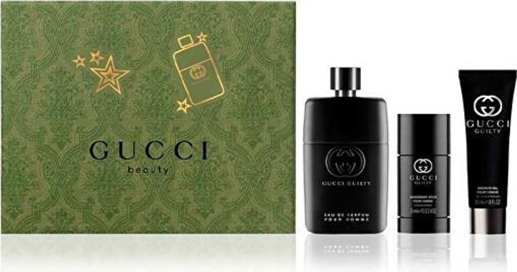 Gucci Guilty Pour Homme 3 Piece Gift Set: Eau de Parfum 90ml Spray + 75ml Deodorant + 50ml Gel - Hard Box