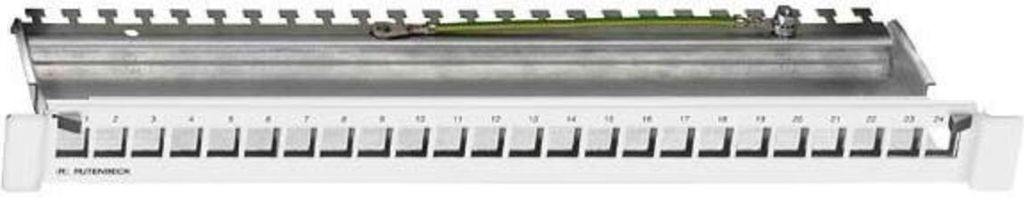 Rutenbeck Modulträger für 24 UM-real.Cat.6a Anschlussbuchsen, 48,30cm (19"), hellgrau RAL 7035 Zum Aufbau eines Patchfeldes mit bis zu 24 Ports (...