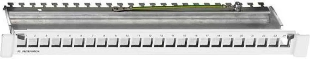 Support de module Rutenbeck 24 prises UM-real Cat.6a 19 pouces RAL 7035