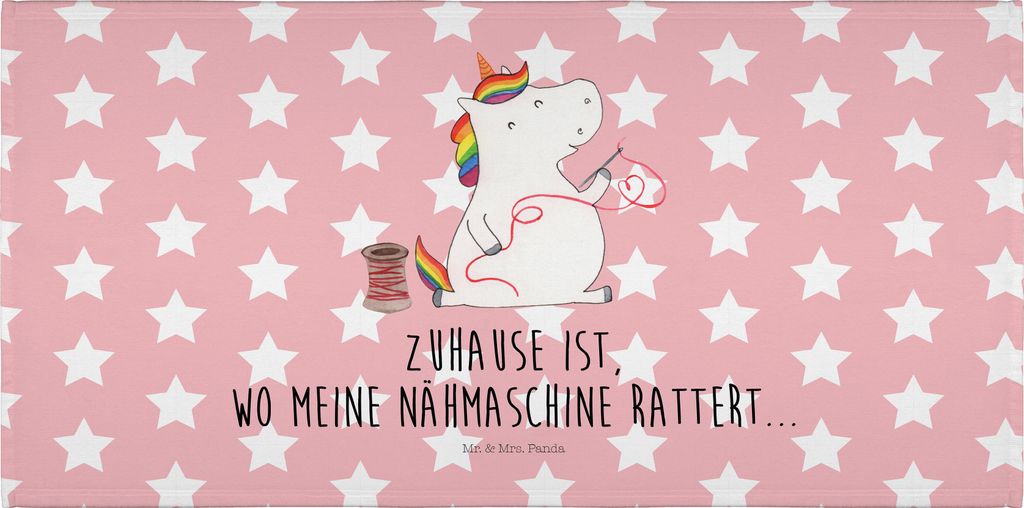 Mr. & Mrs. Panda Handtuch Einhorn Näherin - Rot Pastell - Produktbild 