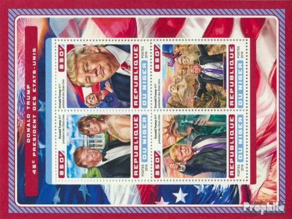 Briefmarken Niger 2016 Mi 4697-4700 Kleinbogen (kompl. Ausg.) postfrisch Donald Trump
