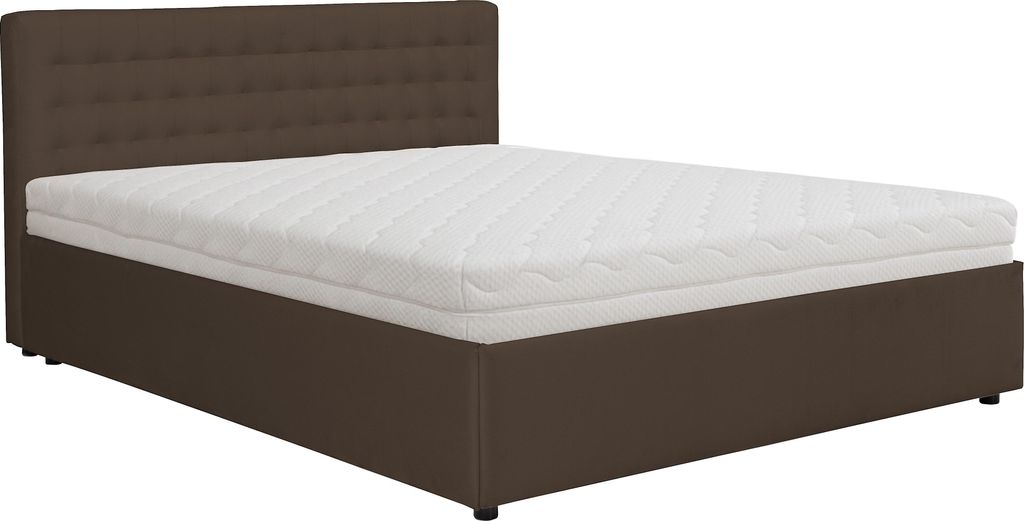KSHOMECONCEPT Polsterbett mit Bettkasten 180x200 cm FORTE mit Bonell Matratze H3, Braun
