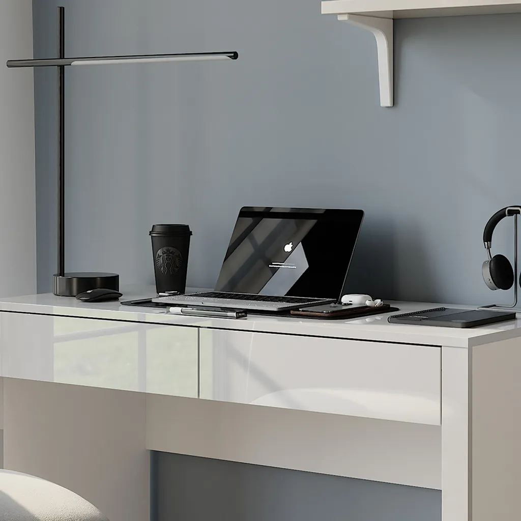 Bureau blanc design brillant 110x50 cm Vicco Annabelle à deux tiroirs - 4