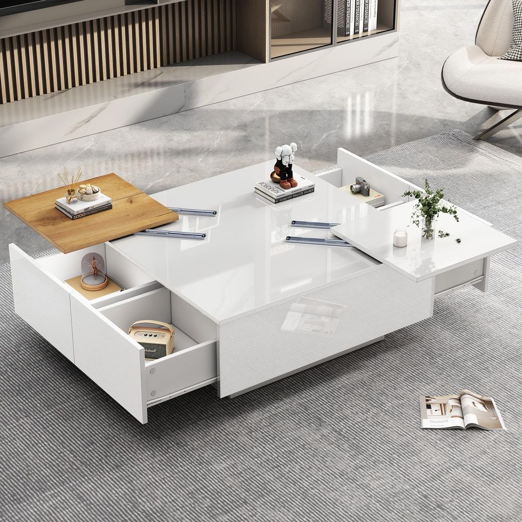 MODFU Table Basse Moderne avec 4 Tiroirs et Plateau Image du produit 