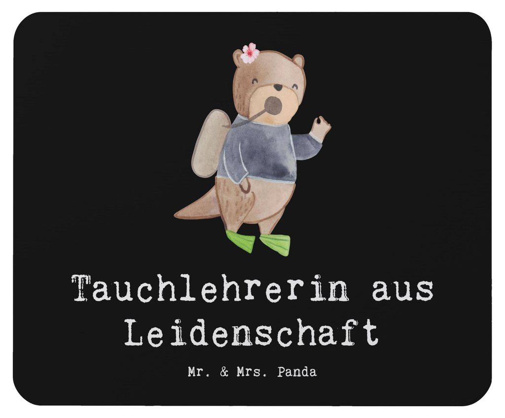 Mr. & Mrs. Panda Mouse Pad Tauchlehrerin Leidenschaft - Schwarz - Geschenk, notebook mauspad, mousematte, laptop mousepad