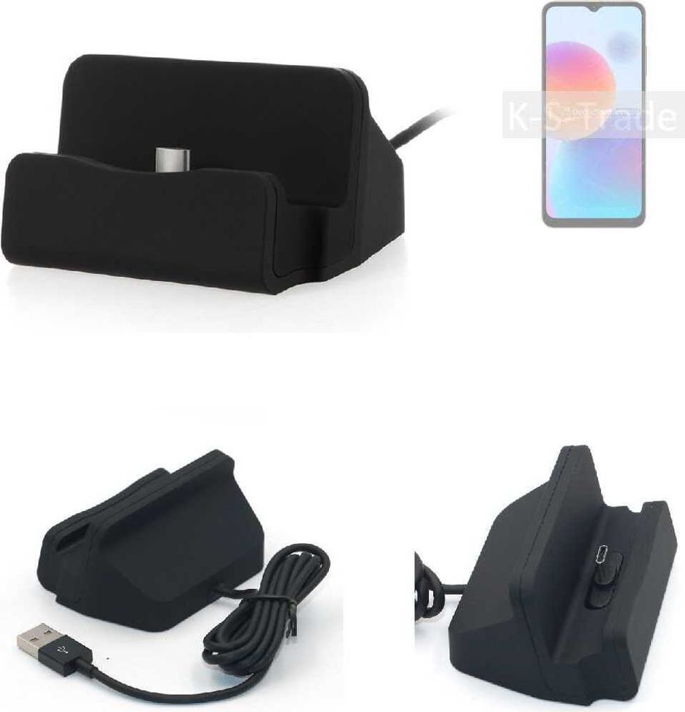 K-S-Trade Docking-Station kompatibel mit ZTE Blade A52 Ladestation Dock Ladegerät Docking Station Tischständer Ständer inkl. USB Typ C Kabel