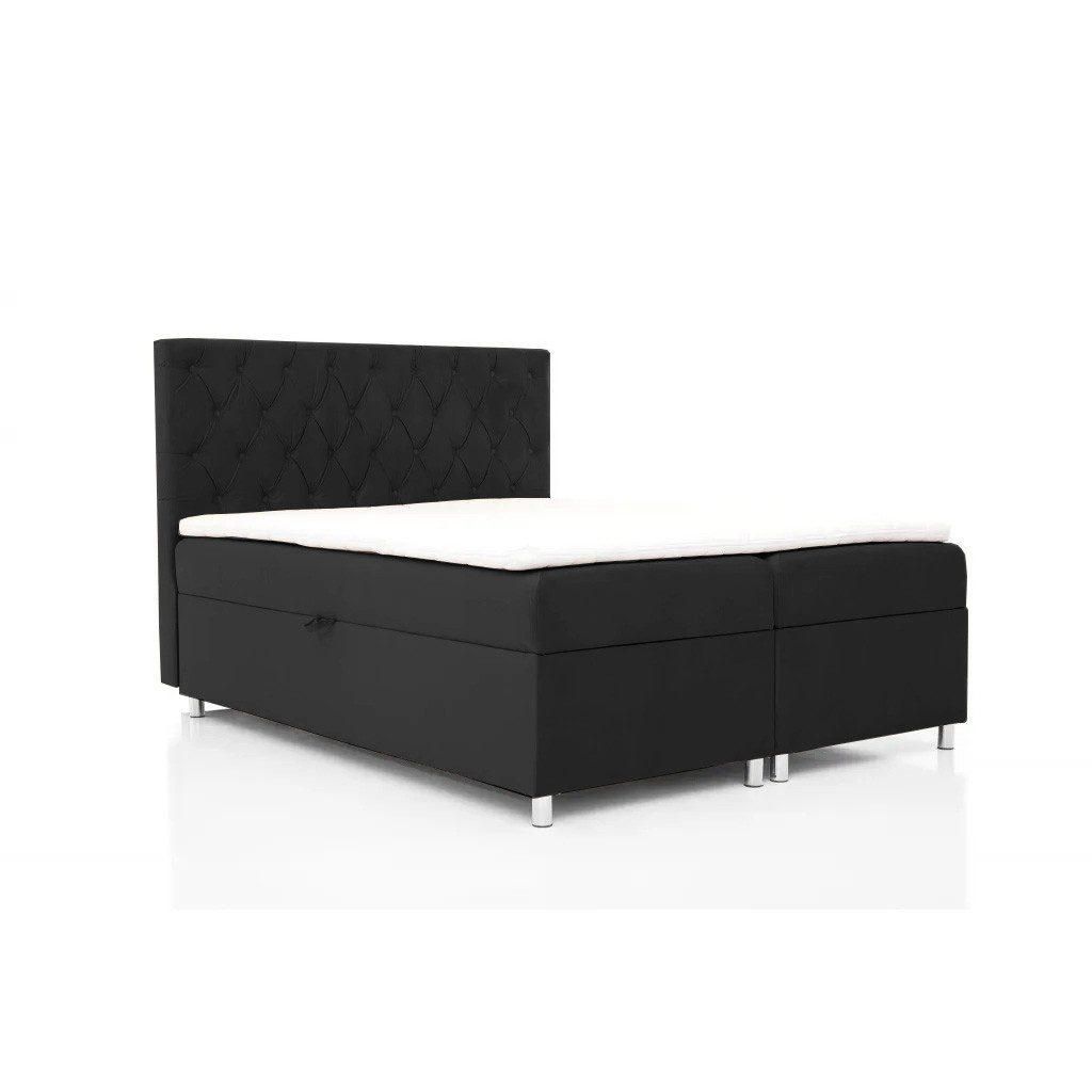 Bett QUEEN, Schwarz, 180 cm, ELEGANTE STILVOLLE STEPPUNG