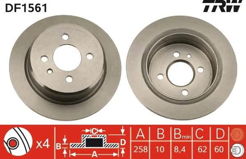 Disque de frein TRW DF1561 contre les vibrations au freinage BMW E30