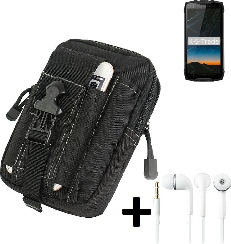 K-S-Trade Gürteltache + Kopfhörer kompatibel mit Blackview BV6800 Pro Gürtel Tasche Holster Schutz-Hülle Handy-Hülle Schutz Hülle schwarz inkl.