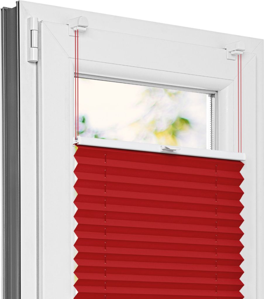 Estika Plissee ohne Bohren - 90x50 cm - Rot - Jalousien fenster für innen, Klemmfix montage