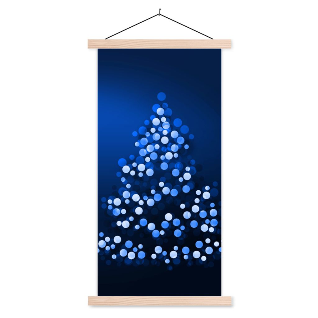 MuchoWow Textilposter Ein abstrakt beleuchteter Weihnachtsbaum 60x120 cm mit holzfarbenen Rahmen - Holz