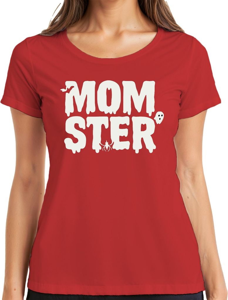 MOMSTER Halloween Mama Spinne Geist Grusel Mutter Geschenk Lustig Damen T-Shirt, Rot, XXL