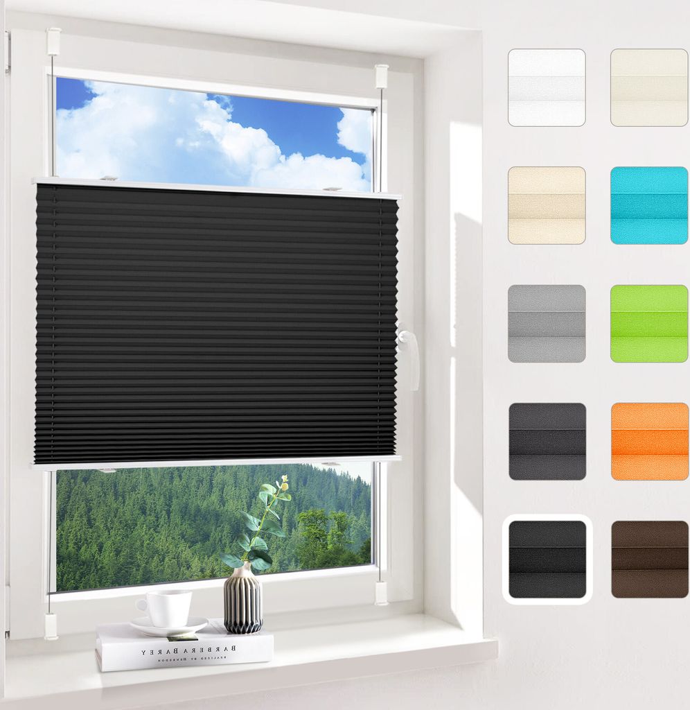 Allesin Plissee Klemmfix ohne Bohren, Schwarz 80x200cm Produktbild 