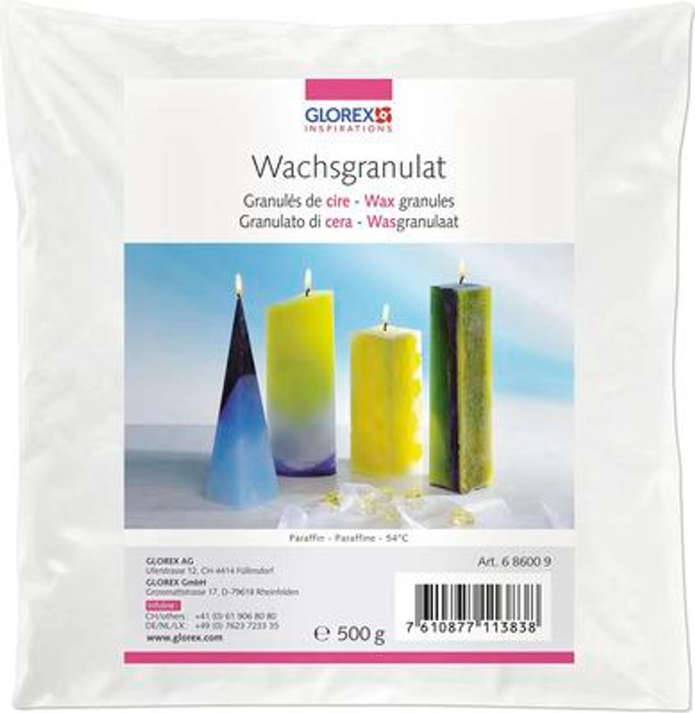 GLOREX Paraffinwachs 500 g für Kerzenherstellung und Bastelprojekte