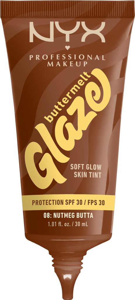 NYX PROFESSIONAL MAKEUP Buttermelt Glaze Soft Glow Skin Tint SPF30, Foundation, Muskatnuss Butta