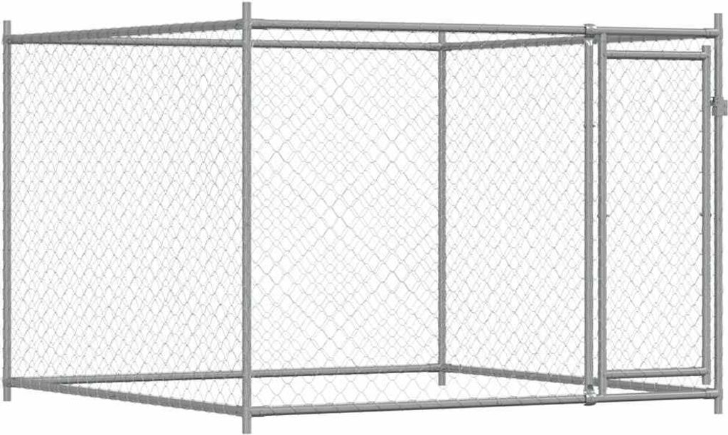 vidaXL Hundezwinger mit Tür Grau 2x2x1,5 m Verzinkter Stahl Produktbild 
