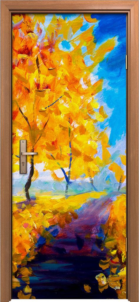 Türposter 80x200 cm Türaufkleber Türtapete Türfolie Klebefolie Foto Gemälde Herbst gelb Laubpark
