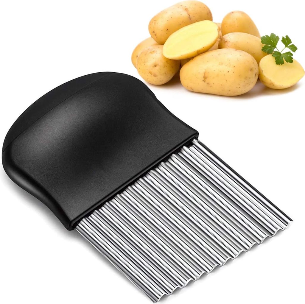 Comforty Wellenschneider Gemüse Kinder, Pommes Wellenmesser, Pommesschneider, Riffelmesser Edelstahl für Pommes Kartoffeln Gemüse