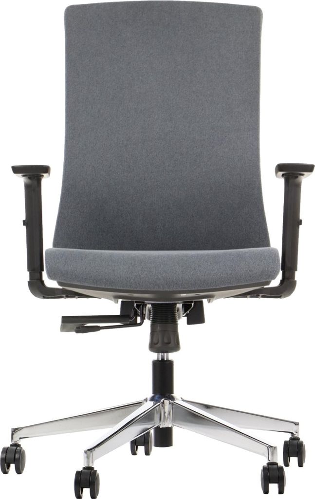 Ergonomischer Bürodrehstuhl TONO, Chromgestell, verstellbare Armlehnen, Graphitpolsterung