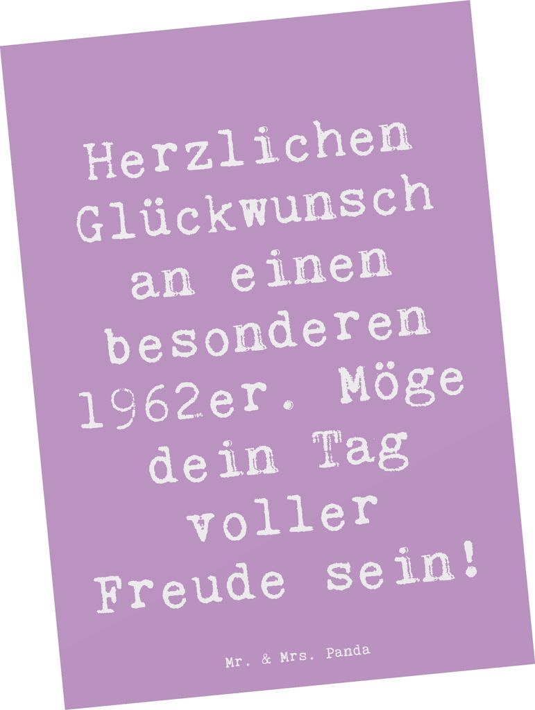 Mr. & Mrs. Panda Postkarte Spruch 1962 Geburtstag - Produktbild 