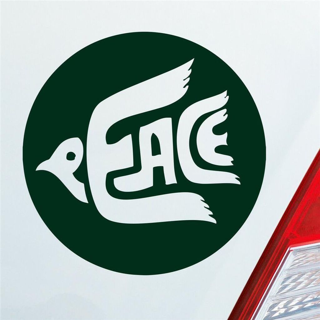 Auto Aufkleber Peace 70s Weltfrieden Taube Frieden 10x10 cm Dunkelgrün Sticker Heckscheibenaufkleber