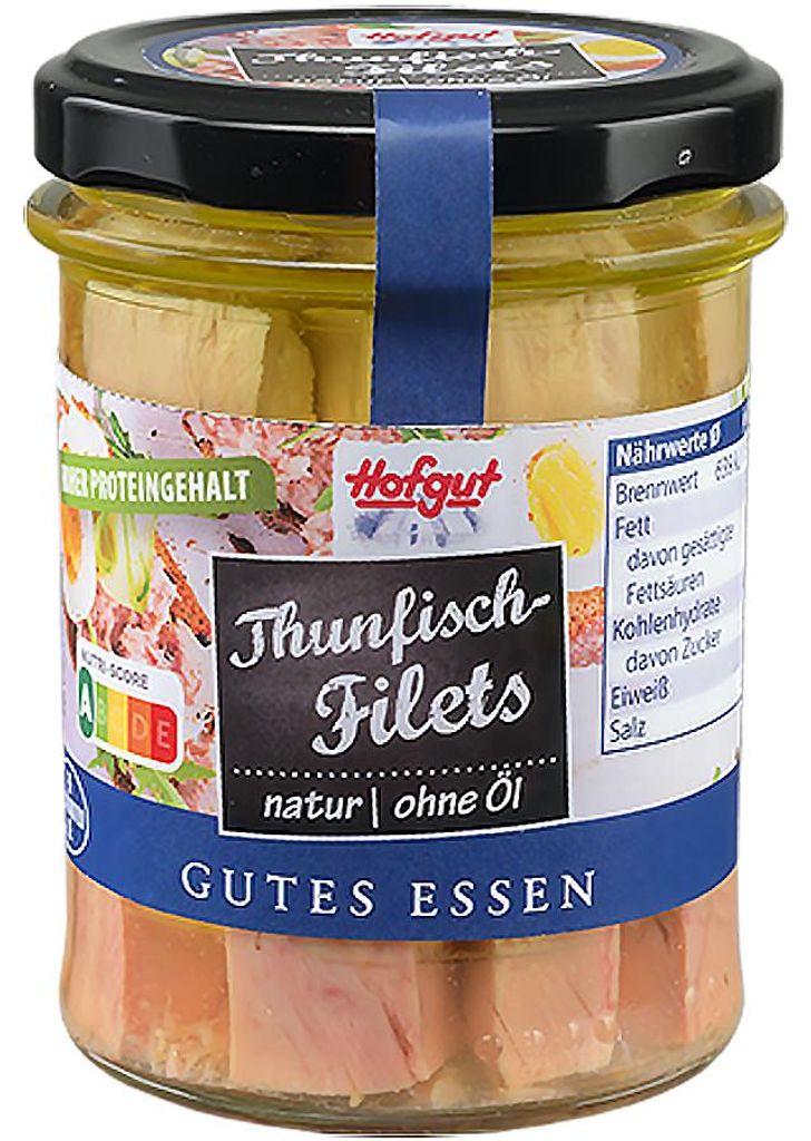 Hofgut Filet de thon nature sans huile en bocal haute Image du produit 