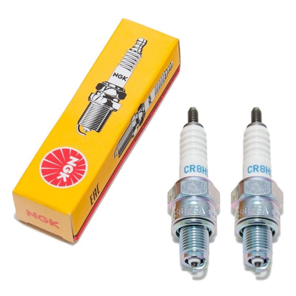 Zündkerzen Set NGK 2x CR8HSA Zündkerze entstört, 12,7mm Kurzgewinde Ø 10,0mm Hex 16,0mm, Elektrodenabstand 0,75mm, Wärmewert 8, 2086