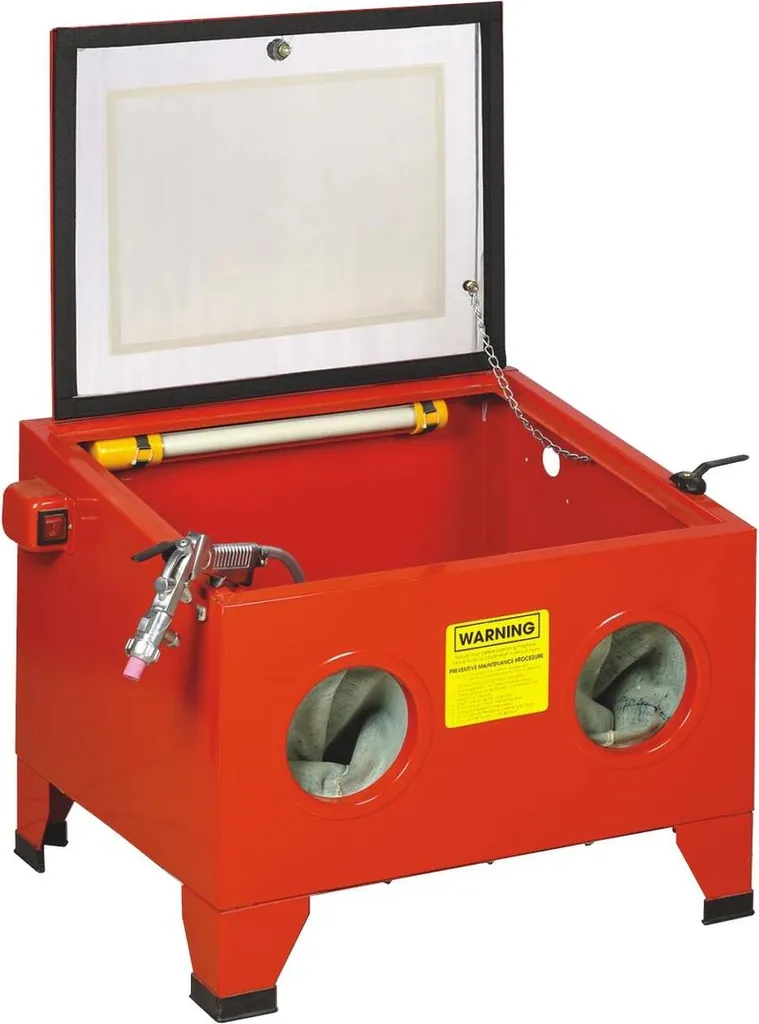 Cabine de sablage 90L pour décapage de pièces avec pistolet et buses
