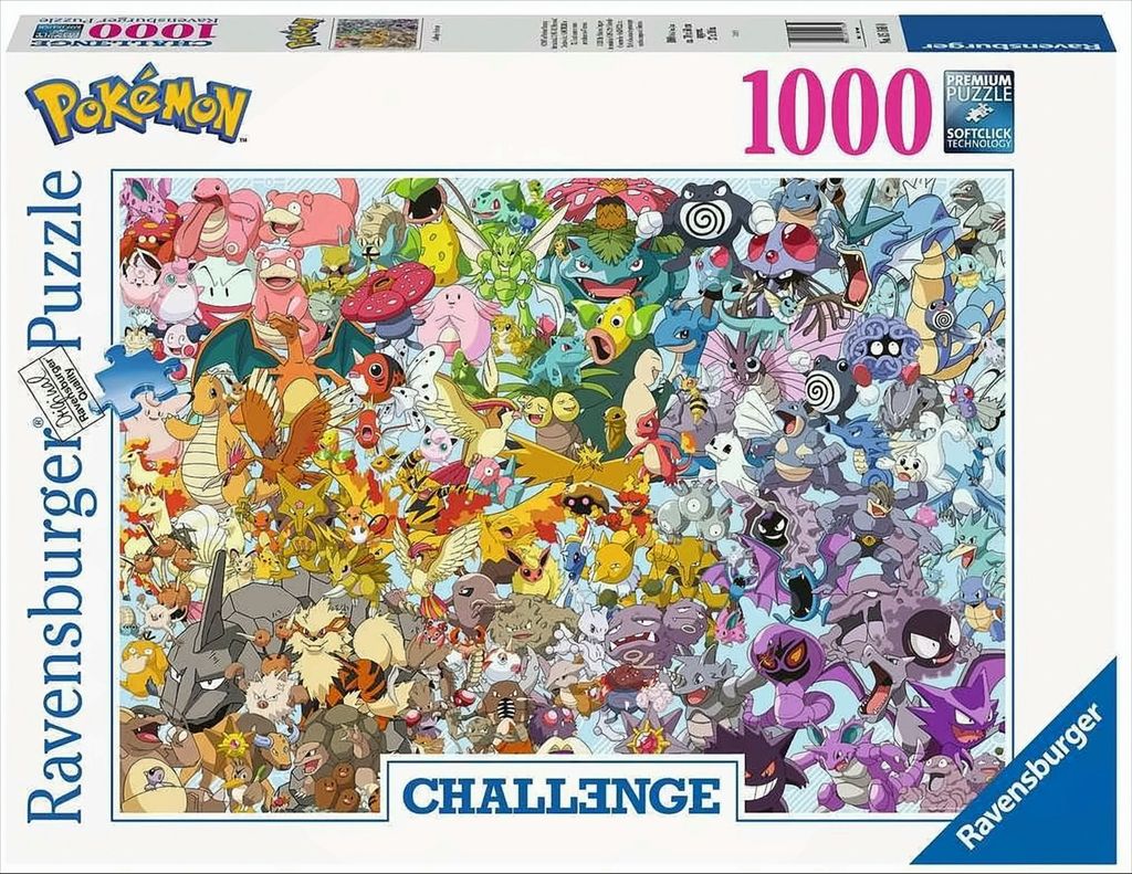 The image shows the packaging of a Ravensburger Puzzle Challenge Pokémon 15166.