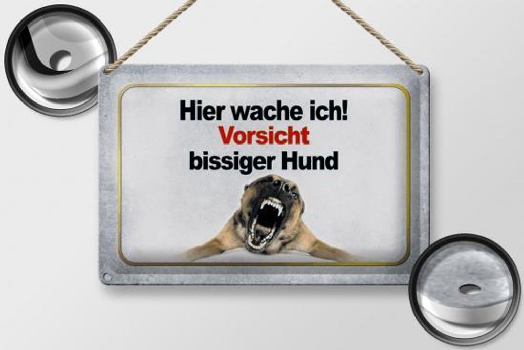 Targa In Metallo Resistente Alle Intemperie 30x20 Cm, Con Scritta 'Hier Wache Ich!' (Cane Corso), Forata Per Parete O Cancello, Regalo Per Proprietari Di Cani