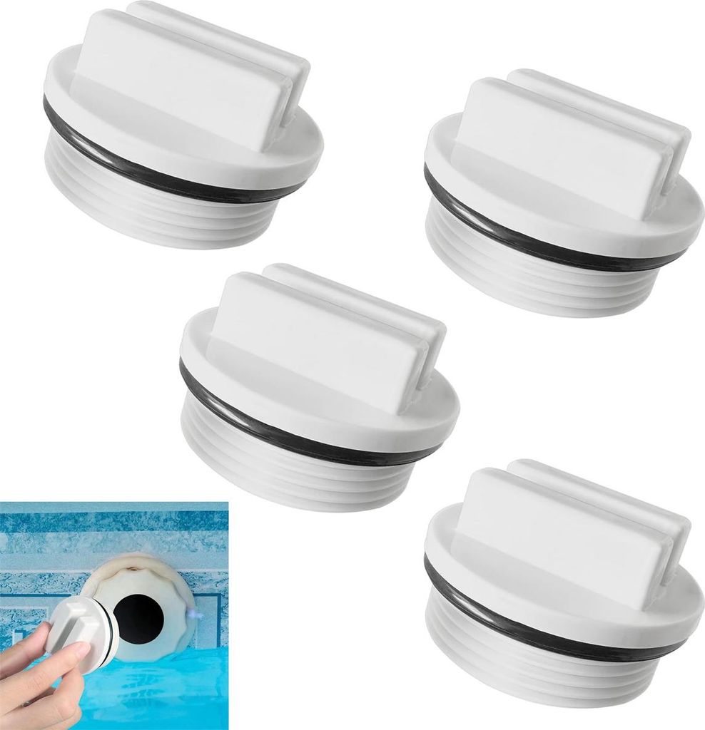 4-tlg Pool Jet Dichtung & Rücklaufstopfen, Bodenabfluss Abdeckung 1,5", Frostschutz Winter Plug Kit