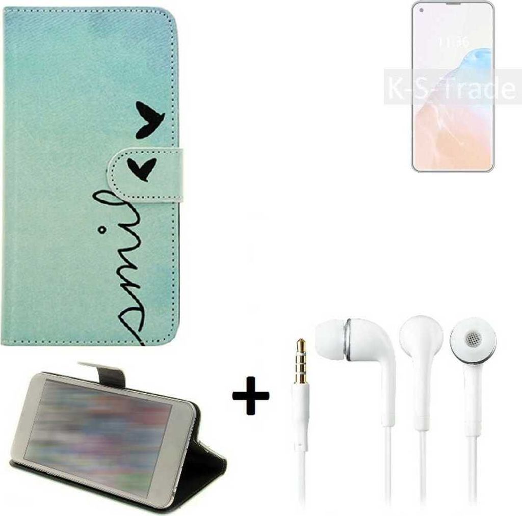 K-S-Trade Schutz Hülle Handy Hülle kompatibel mit Cubot X30 360° Wallet Case Schutz Hülle ''smile'' inkl. Ohrstöpsel Smartphone cover Flipstyle