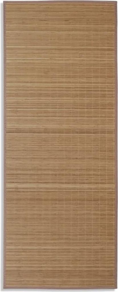 A rectangular bamboo rug with a woven texture.