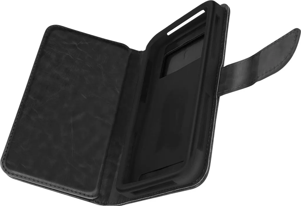 Portafoglio Universale Smartphone XXL Nero: 6 Slot Carte e Flip Cover