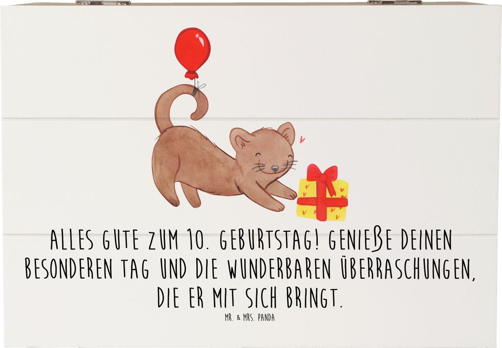 Mr. & Mrs. Panda Kiste 10. Geburtstag Freude 22 x 15 cm - Weiß - Geschenk, besonderen Tag genießen, Box, Alter, schmuckbox, Geschenkbox, Geburtst...