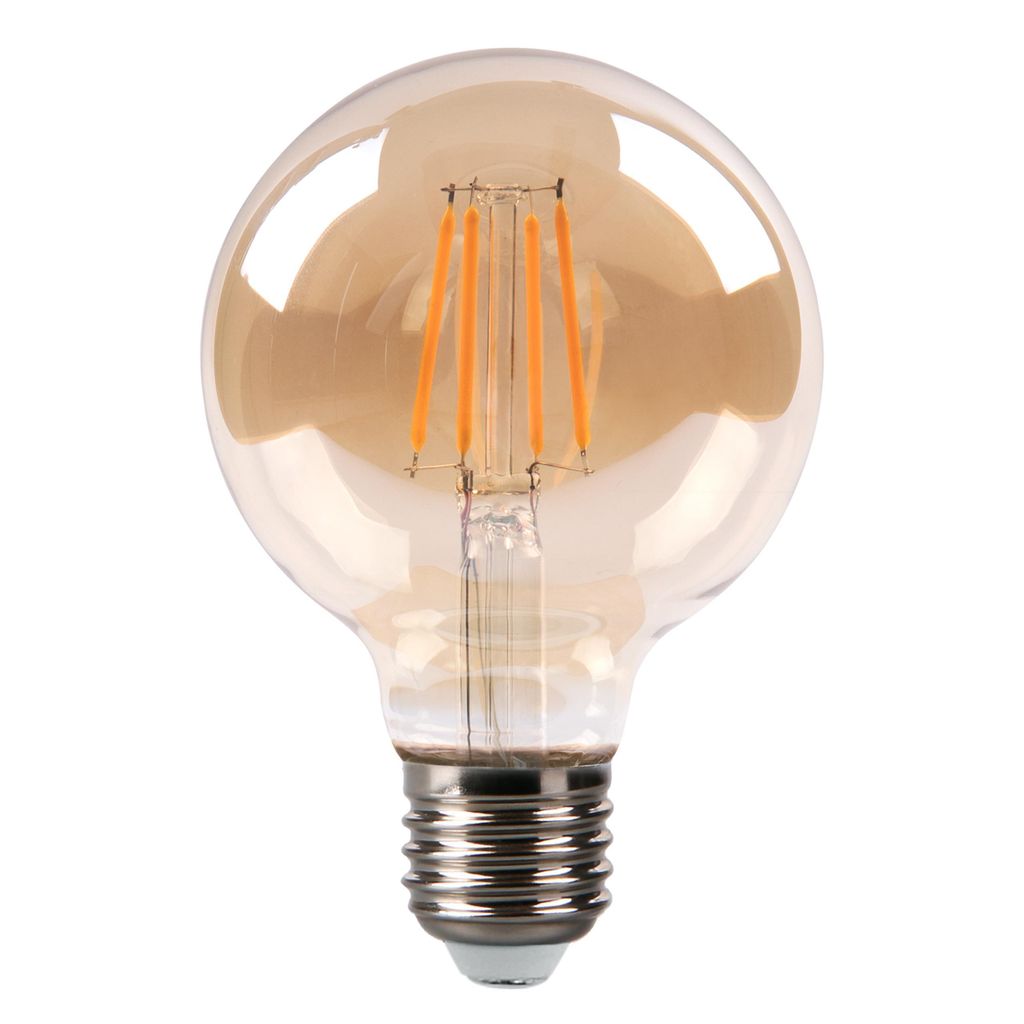 MasterLED - Leuchtmittel - Sockel E27 G80 - 2700 K Warmweiß - 600-510 lm - 6 W - Klarglas-Optik - 3-stufig dimmbar Amber - led e27 dimmbar