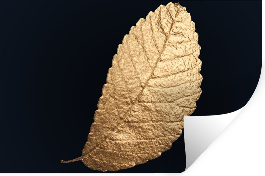 MuchoWow Wandtattoo Wandsticker Wandaufkleber Gold - Blätter - Schwarz - Pflanzen - Luxus - Natur 120x80 cm Selbstklebend und Repositionierbar -...