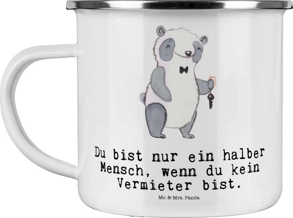 Mr. & Mrs. Panda Kaffeepott Vermieter Herz - Weiß - Geschenk, Pott, becher emaille, Haferl, Teetasse, Reisebecher, Tasse