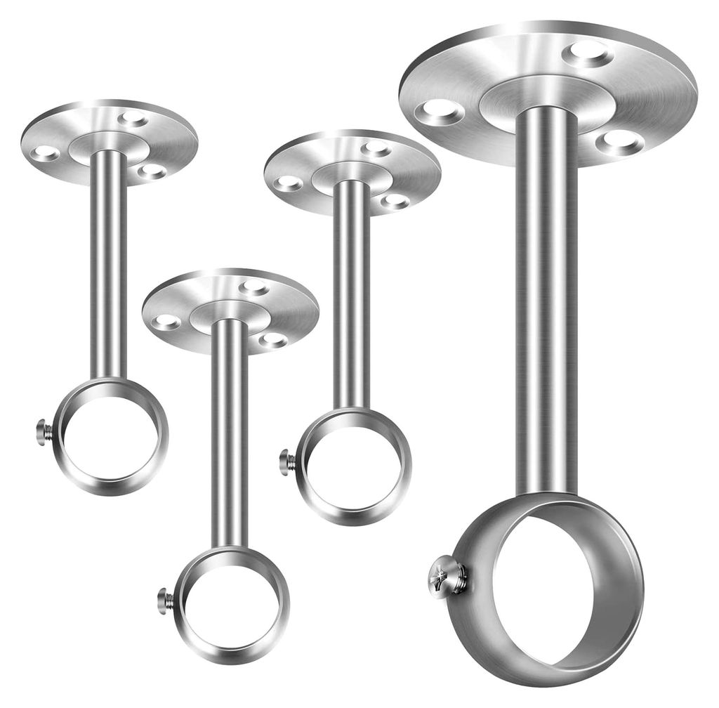 Deckenvorhangstangenhalterungen, 25 mm, silberfarben, Metall-Gardinenstangenhalterung, Kleiderschrankstangenstütze, Aufhänger für Fenster und Du...