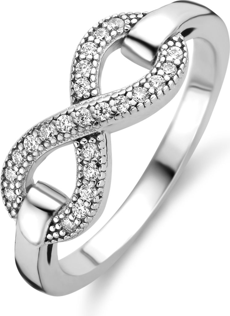 Neu bling 9NB-0443 50 Silber Infinity Damenring mit Zirkonia - Silber - Infinity - Zirkonia - Größe 50 - Silberton