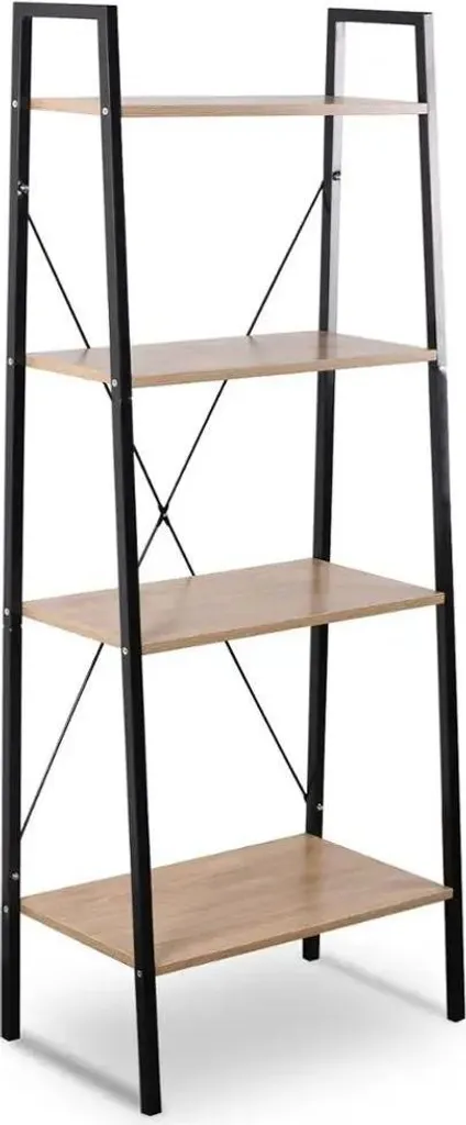 Bibliothèque à 4 niveaux style échelle pour salon et bureau moderne